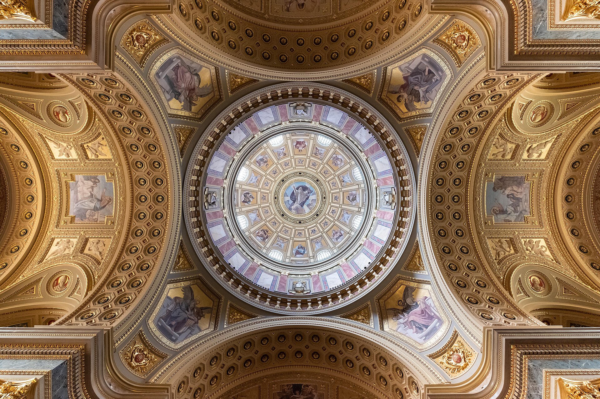 The dome of St Stephen's Basilica from inside