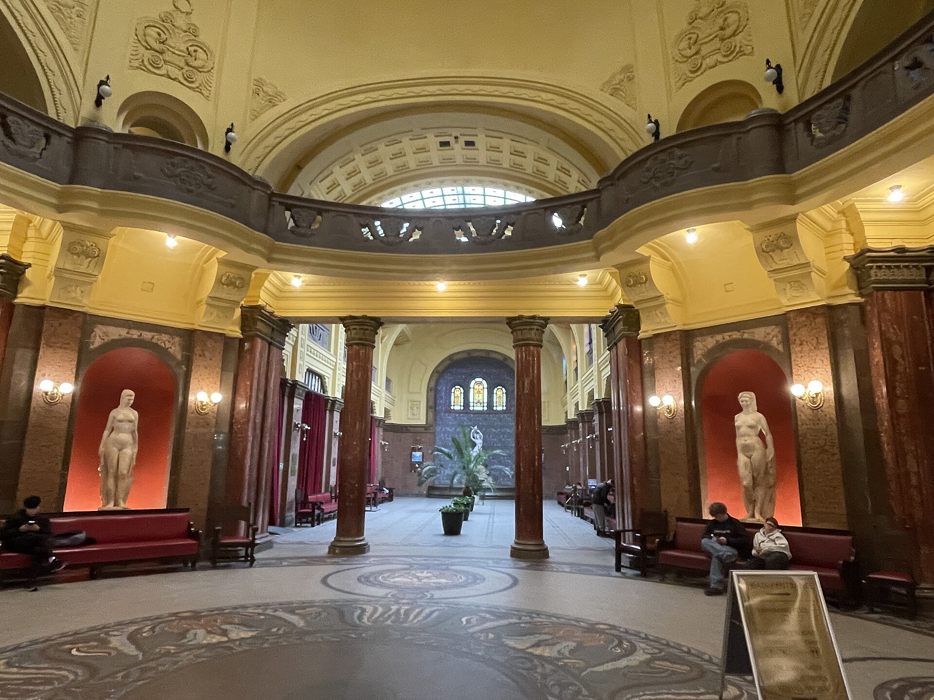 The lobby of the Gellert Baths