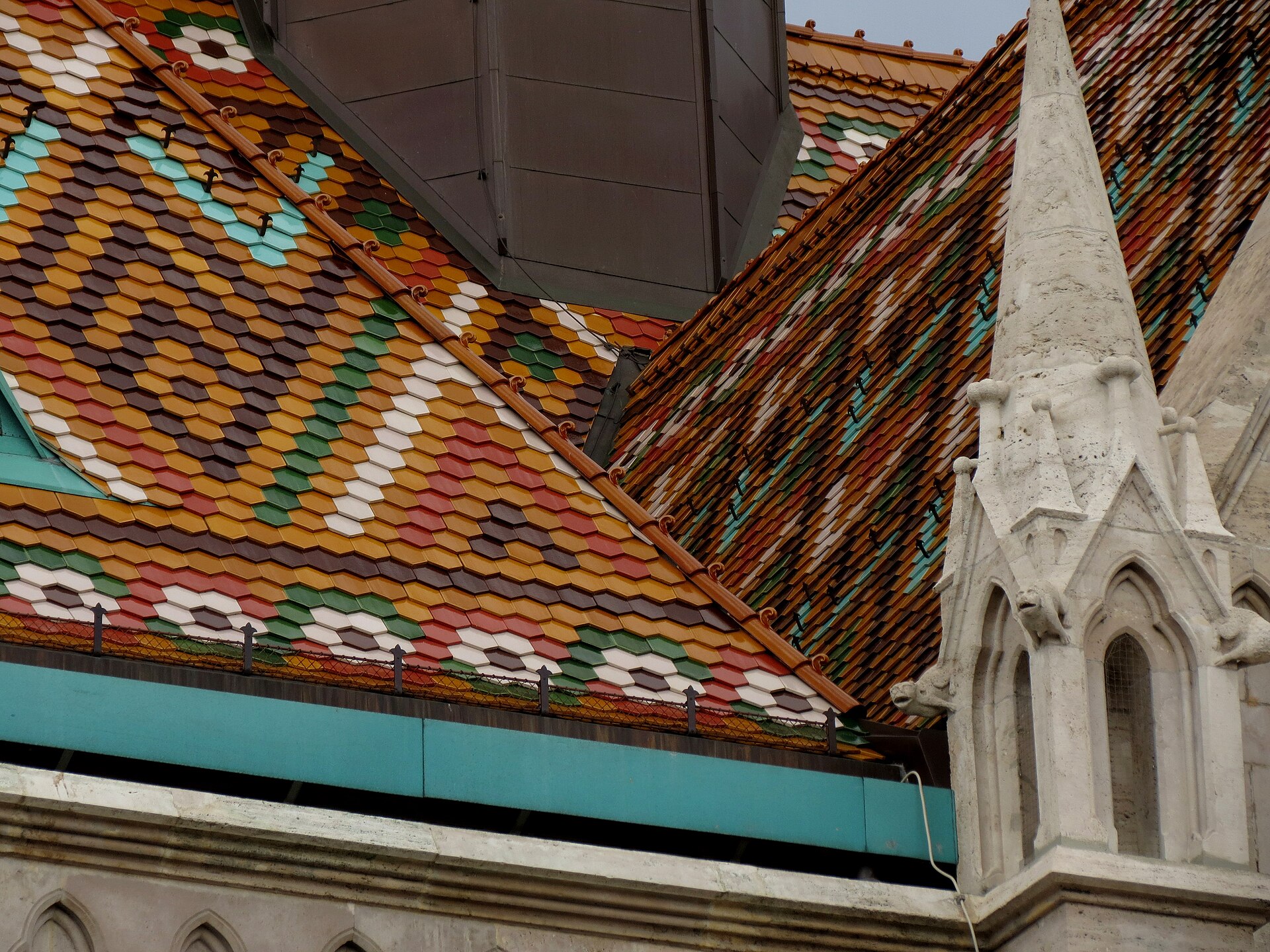 A detail of the tiled roof of Matthias Church